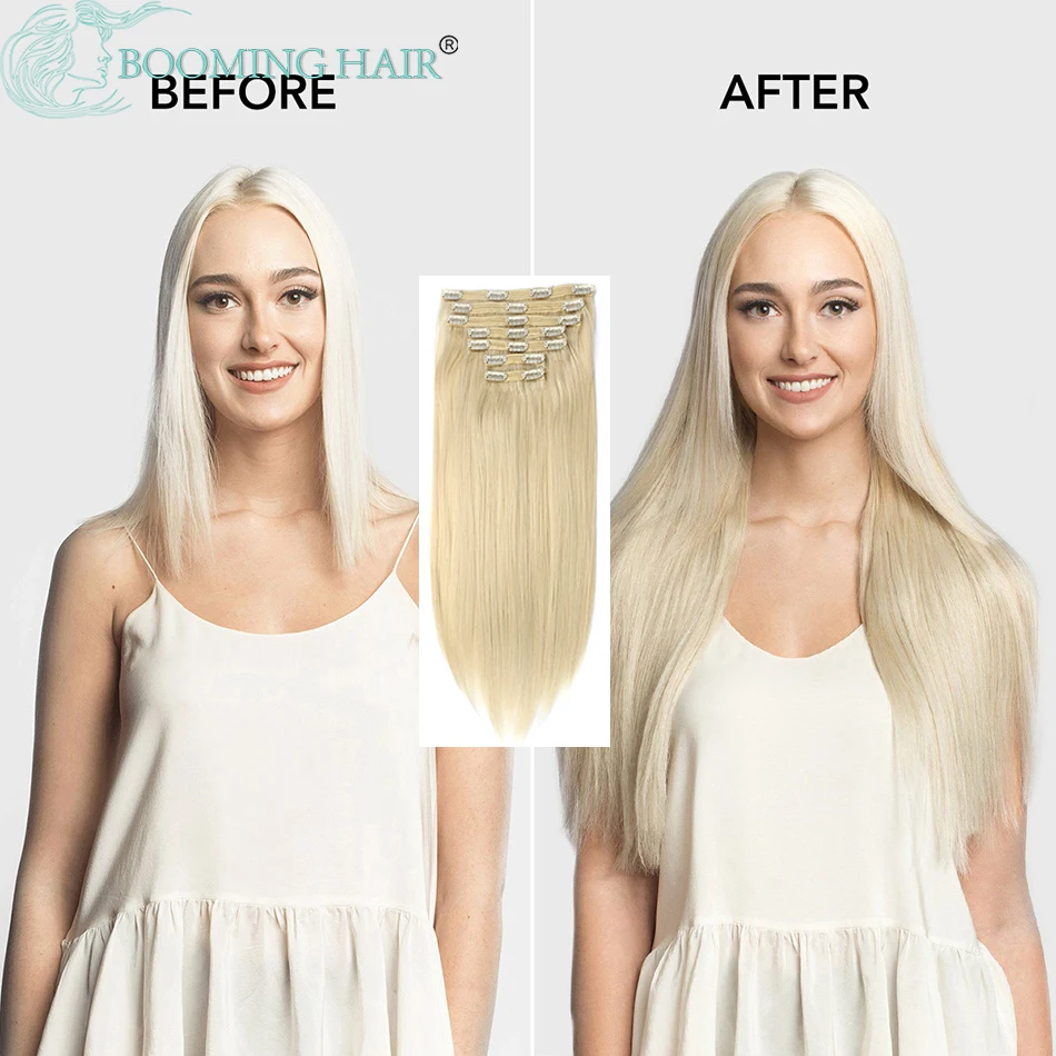 

Long Straight Clip In Full Head Hair Extensions Synthetic High Temperature Fiber 7Pcs Natural Ocean Wave Afro Curls False Hair