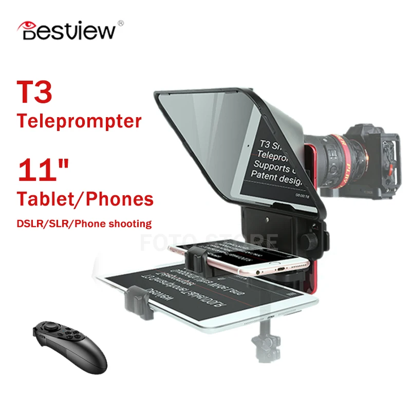 

Bestview T3 11" Teleprompter for 11 inch Tablet iPad Phone Prompting Speech Interview Live Prompter Reader for Smartphone DSLR