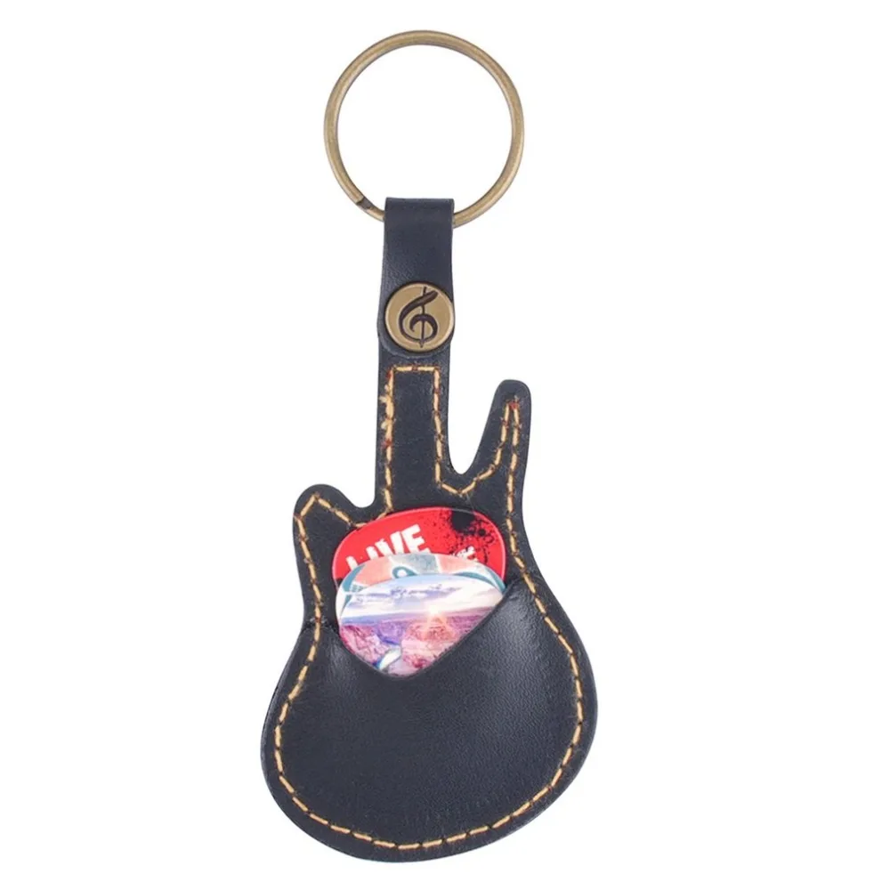 

PU Leather Key Chain Guitar Picks Holder Keychain Plectrums Bag Case Supplies