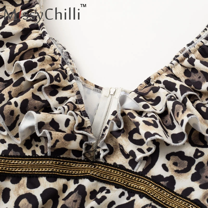 Женское платье MissyChilli с леопардовым принтом и глубоким v-образным вырезом, без рукавов, сексуальное короткое платье для вечеринки, элегантное вечернее платье, vestido de fiesta