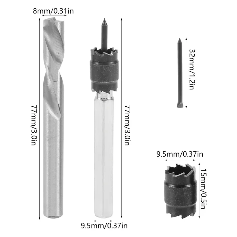 

9PCS Stainless Steel Drill Bit Spot Welding Drill Set Hex Shank Double Sided Electric Spot Weld Cutter Remover Steel Iron Center