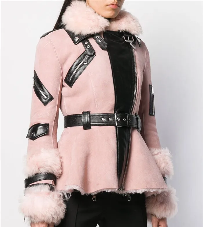 Роскошная женская зимняя Двусторонняя Меховая куртка с подкладкой из овечьей