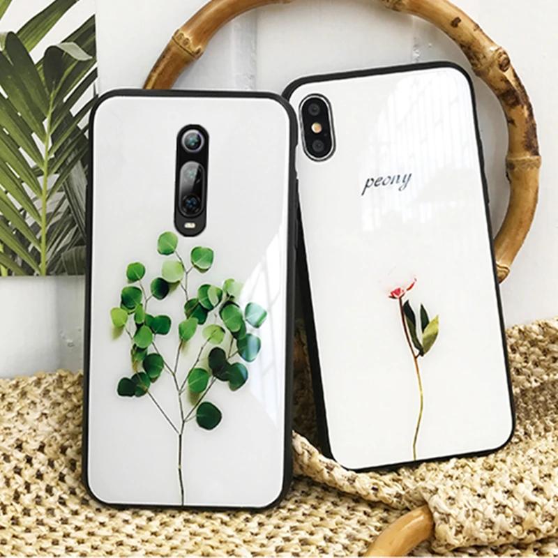 Стеклянный чехол для телефона OPPO F11 F7 F9 F5 YOUTH F3 Plus глянцевый Жесткий с зелеными