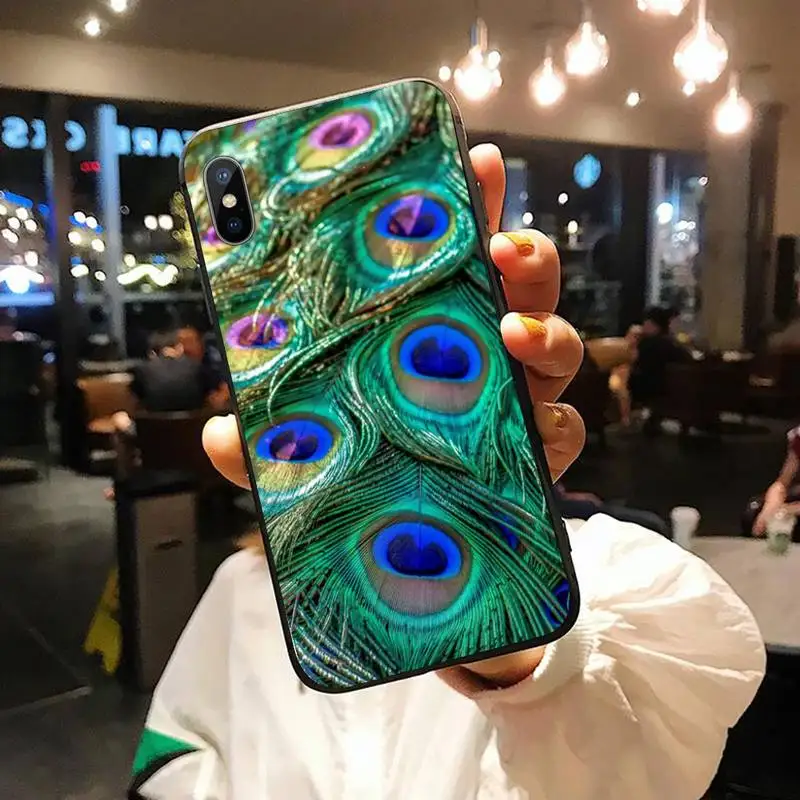 

blue green peacock feathers animal Phone Case for iPhone 11 12 pro XS MAX 8 7 6 6S Plus X 5S SE 2020 XR