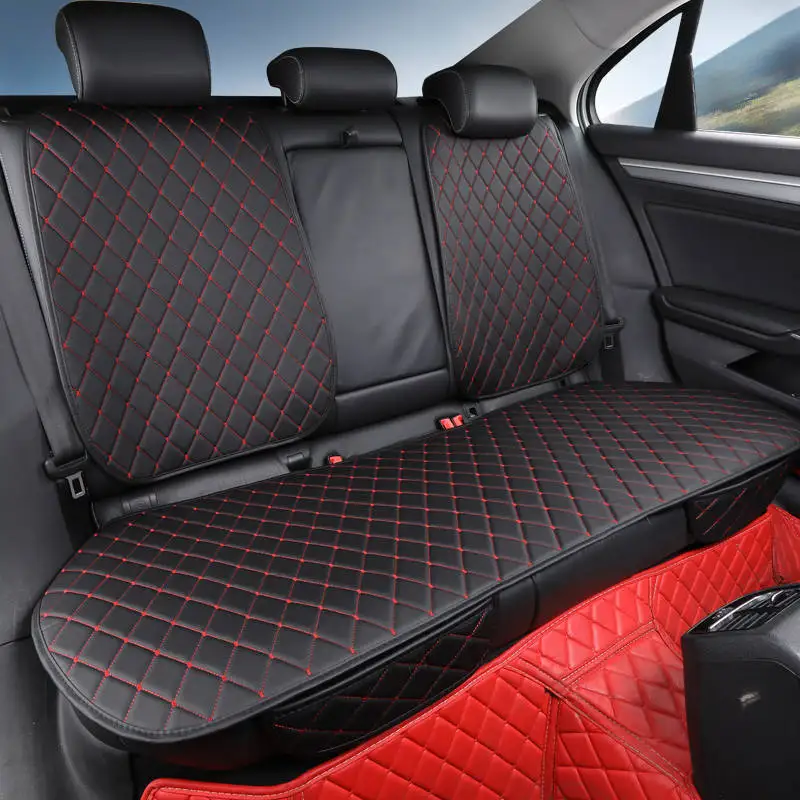 Black red 1Pcs Универсальный кожаный чехол для сиденья автомобиля, подушка для переднего и заднего сиденья, чехол для сиденья для автомобильного кресла, защитный коврик, аксессуары для интерьера - Название цвета: Black red 1Pcs