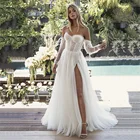 Сексуальное летнее пляжное свадебное платье Eight Tree, 2021, свадебное Платье трапециевидного силуэта со съемным рукавом, свадебные платья для невесты, платья для милой