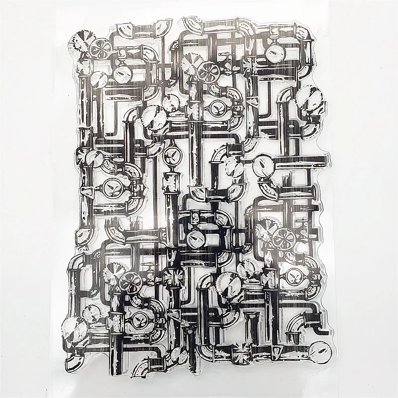 

15x20.5cm Gear Pipeline Clear Stamps Transparent Seal Silicone Seal TPR Christmas Wedding Roller Stamps DIY Scrapbook Album Card