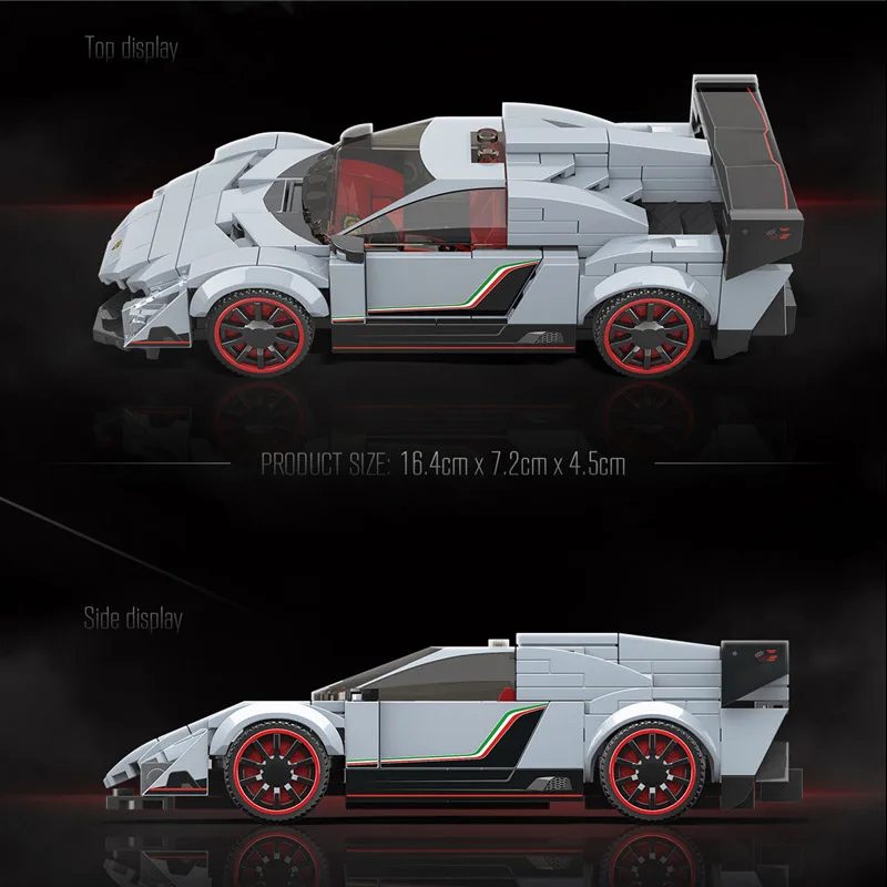 

Sports Car Racing Sports Car Coupe with Atmosphere Light Model Assembling Building Block Toys