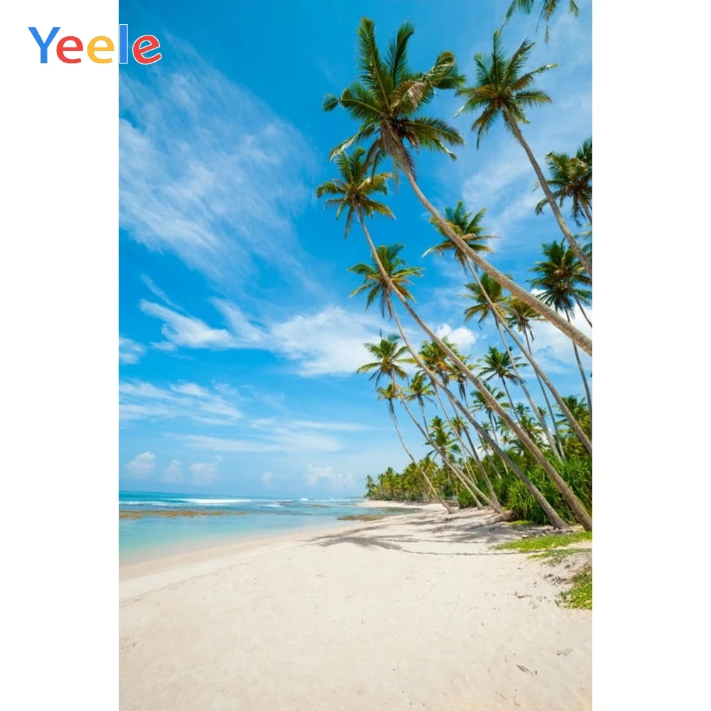 Виниловый фон для фотостудии с изображением летнего тропического моря пляжа