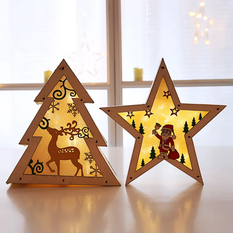 Рождественское украшение светящаяся деревянная пятиконечная звезда для отеля
