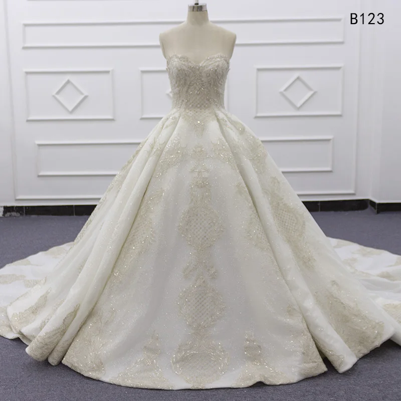 

Molanda Hung 2021 Custom Made Sweetheart Beaded Bridal Wedding Dresses Sequined Draped Lace Up vestido de noiva Bride Gown B123