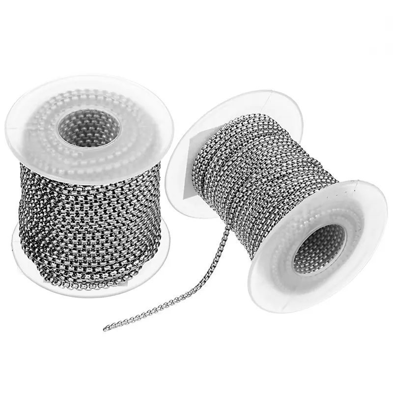 Джули Wang 10 ярдов 2/2.5/3mm квадратной жемчужной цепочкой из нержавеющей стали Rolo цепи