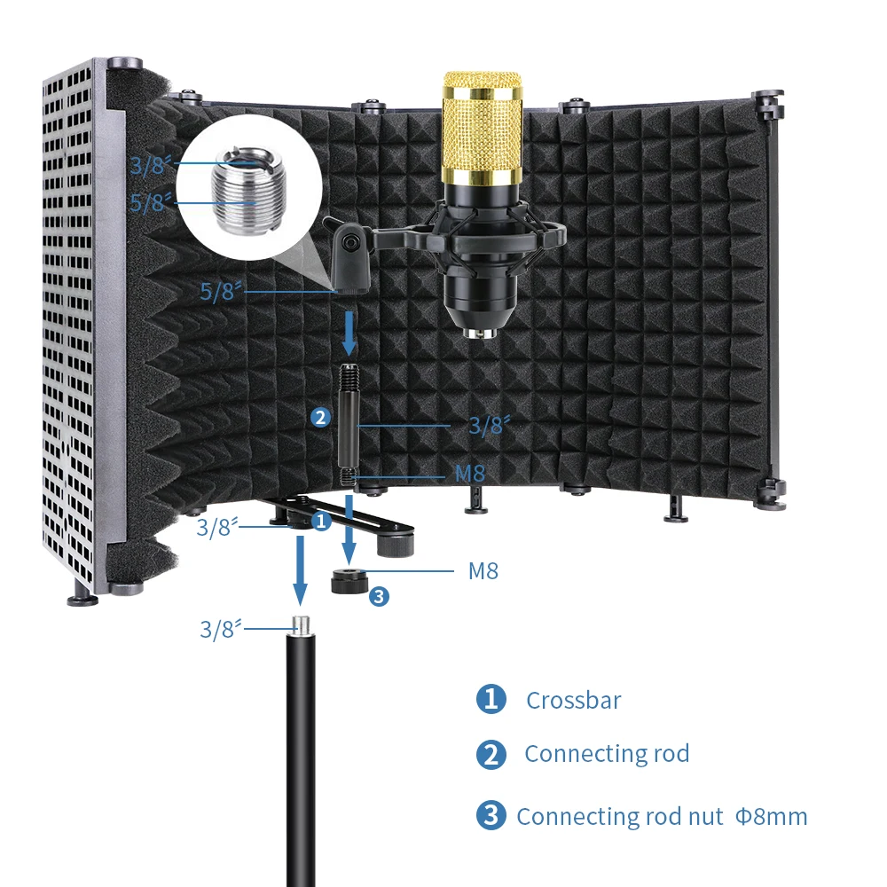 Профессиональный студийный микрофон поп-фильтр экран для микрофона складная