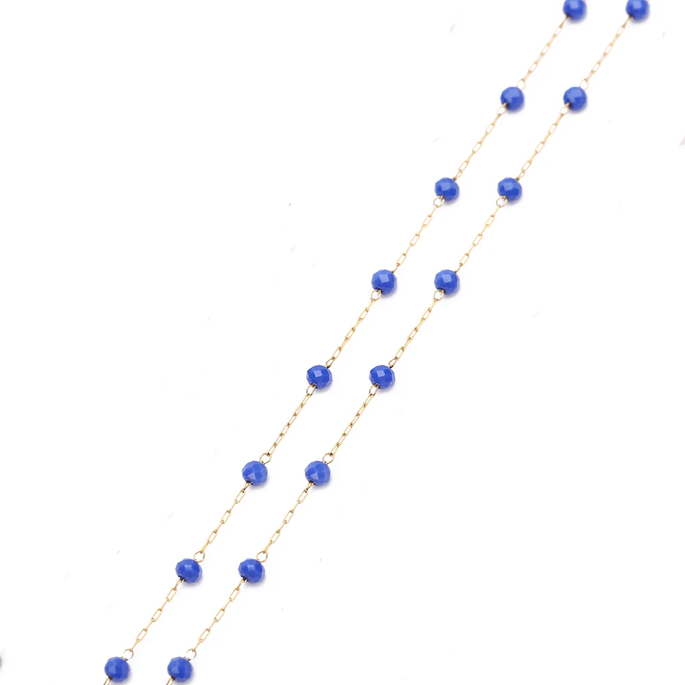 1 метр 316L Нержавеющая сталь золото объемная цепь с 3 5 мм счеты Стекло бусины для