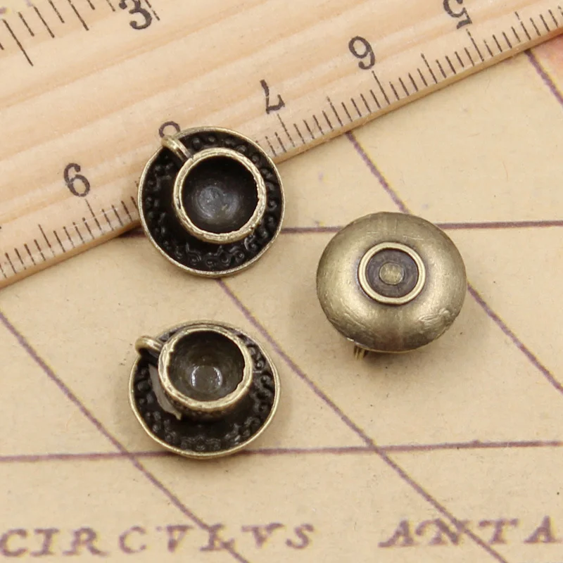 10pcs Charms A Cup Of Coffee Tea 14x14x7mm Tibetan Bronze Silver Color Pendants Antique Jewelry Making DIY Handmade Craft | Украшения и