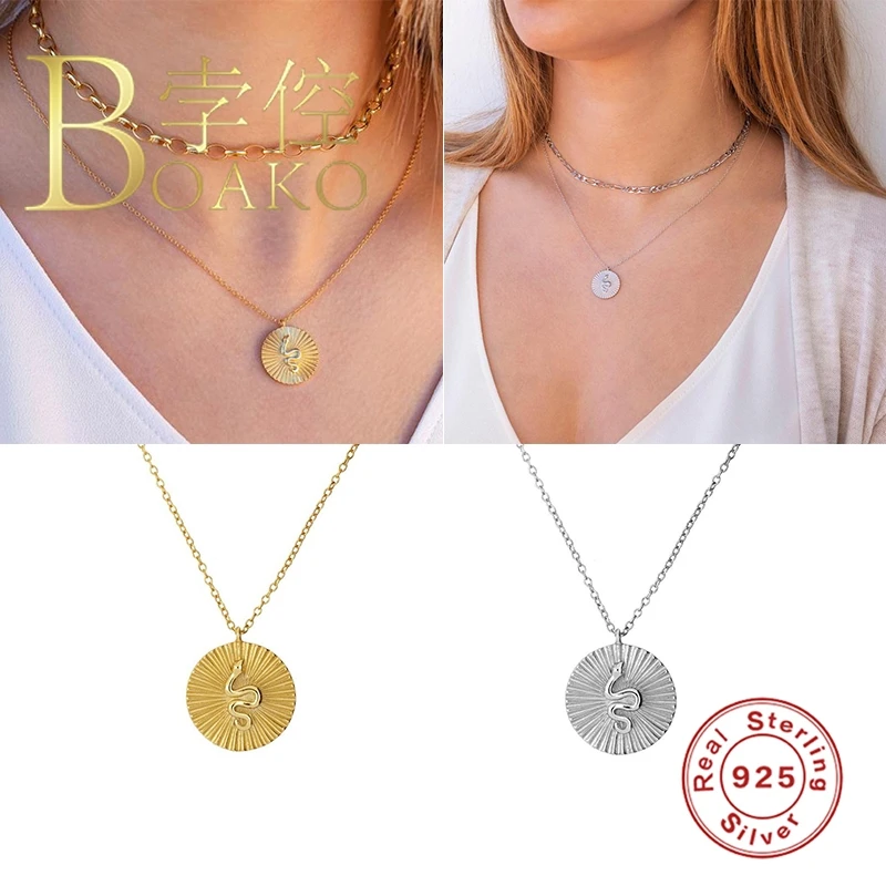 

BOAKO 925 Sterling Silver Necklace Jewelry For Women 2020 Cross Rainbow Cadena Plata Fashion Luxury Choker Diamond #8.5