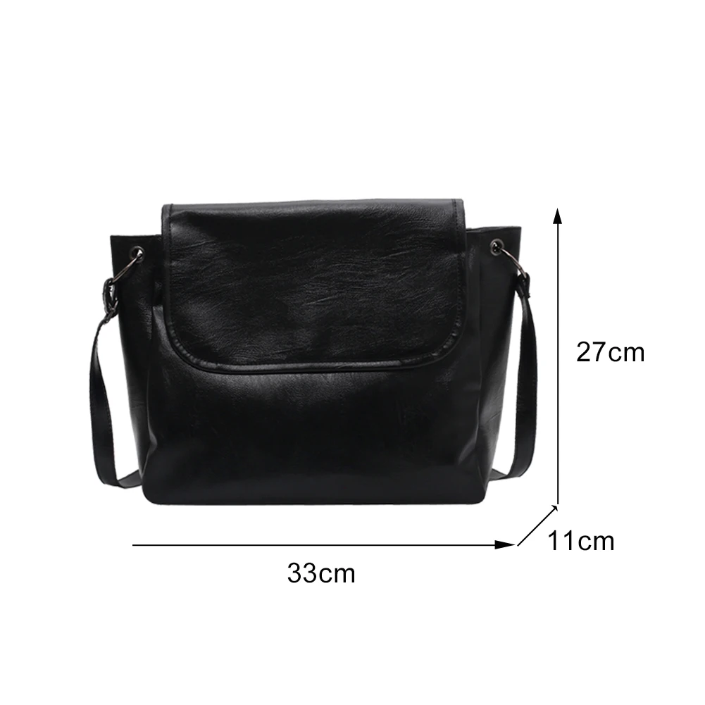 

Casual Women PU Leather Flap Crossbody Bags Fashion Large Capacity Shopping Handbag Simple Solid Color Flap Messenger Pouch