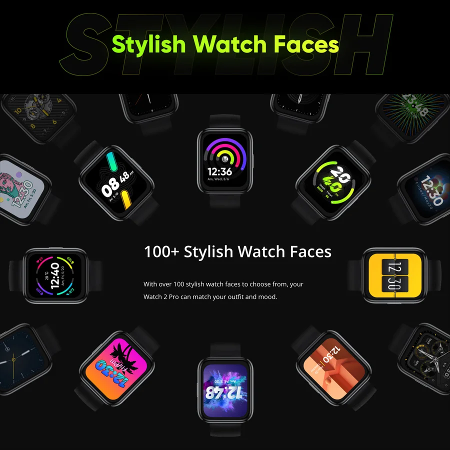 

Global Version realme Watch 2 pro Smart Watch 1.75'' GPS 90 Sports Modes 14 Days Battery Life IP68 Water Resistant SmartWatch