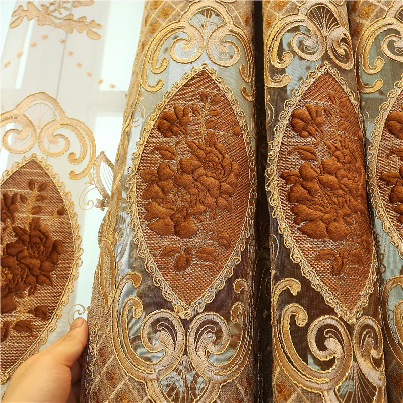 Европейские королевские 3D вышитые классические роскошные шторы для гостиной