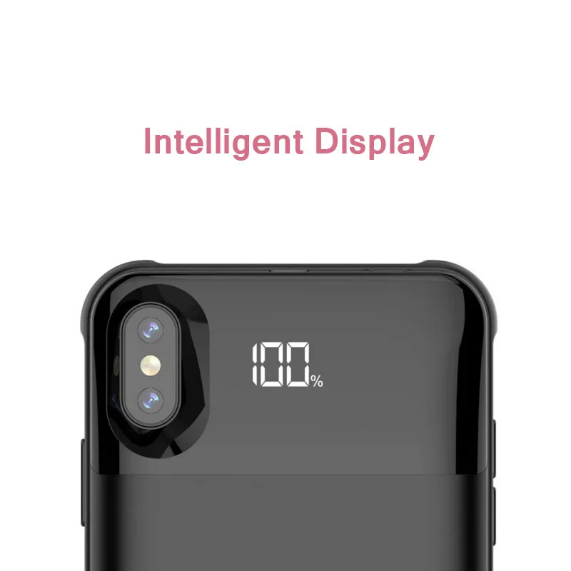 Чехол для зарядки аккумулятора для iPhone X XS XR XS Max чехол для аккумулятора отдельный беспроводной чехол для зарядки аккумулятора с светодиодный дисплеем
