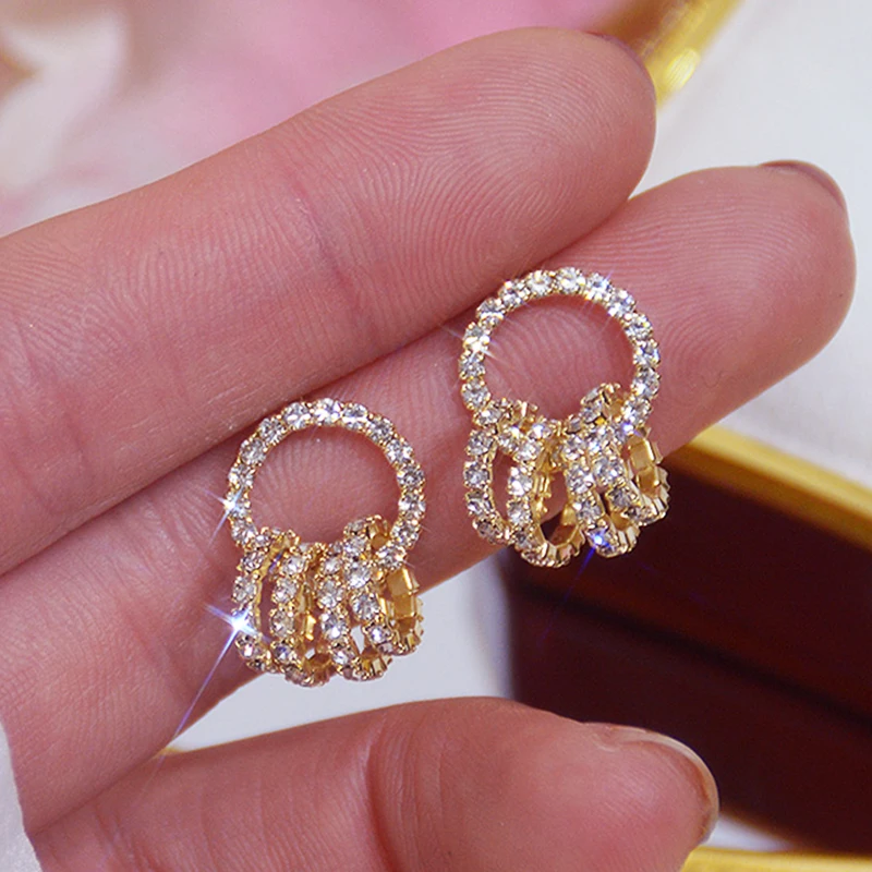 

Shiny Round Stud Earrings for Women Top Designer Luxury Jewelry Micro Inlaid AAA Zircon High Quality S925 Needle Wedding Party