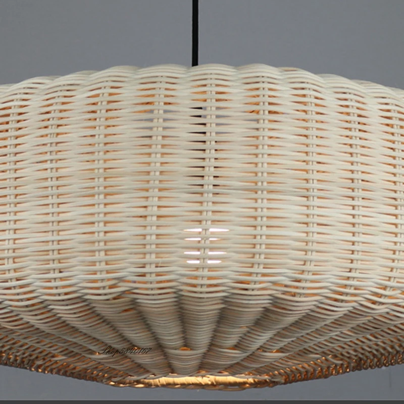 Дешево Новая лампа из ротанга, китайская лампа в ретро стиле для столовой, ресторана, винтажная Подвесная лампа