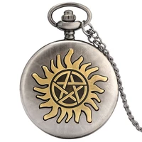 gold sun star design antique pocket watch quartz movement arabic numerals analog display necklace pocket clock gifts men women