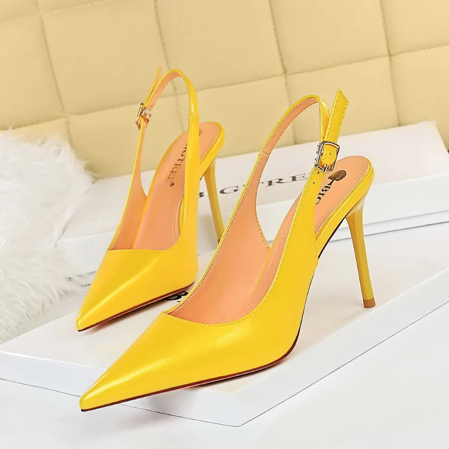 BIGTREE Women Shoes 9.5CM High heels Fine With Pointed Toe With Fashion Europe and America Wild 2021 Spring Women Pumps