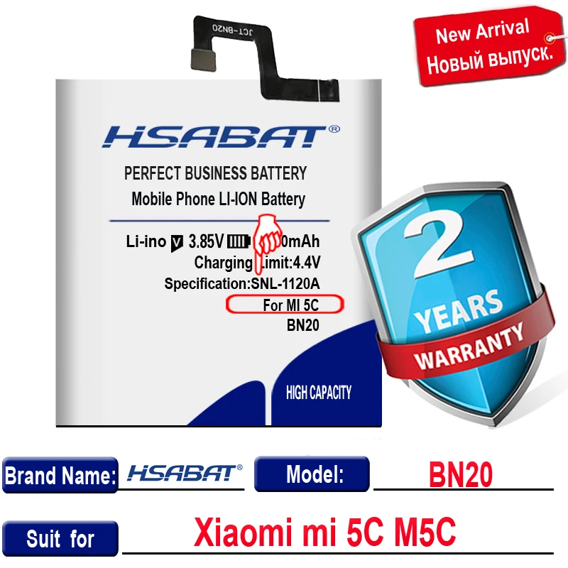 Аккумулятор HSABAT 4050mAh BN20 для Xiaomi mi 5C M5C mi5C | Мобильные телефоны и аксессуары