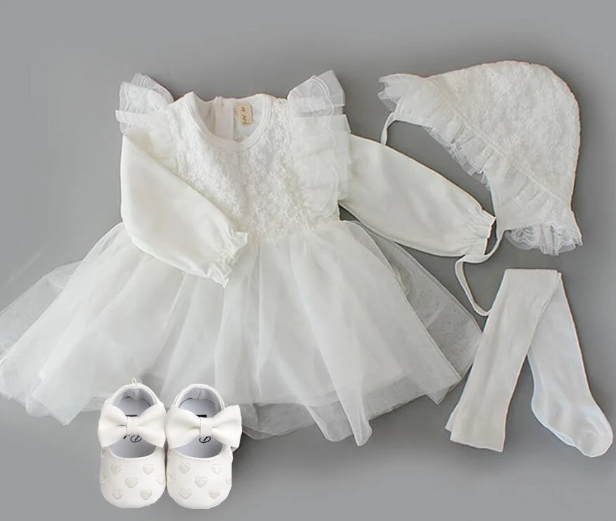 Baby infant girl princess dress christening baptism wedding party baby shower gift family picture photo shooting TUTU dress