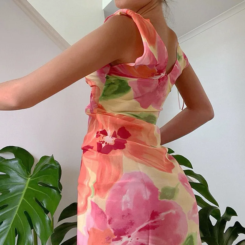 

New Women's Dresses 2021 Summer Fashion Sexy Casual Chiffon V-Neck Printed Slim Short Club Party Dress Female Ladies Streetwear