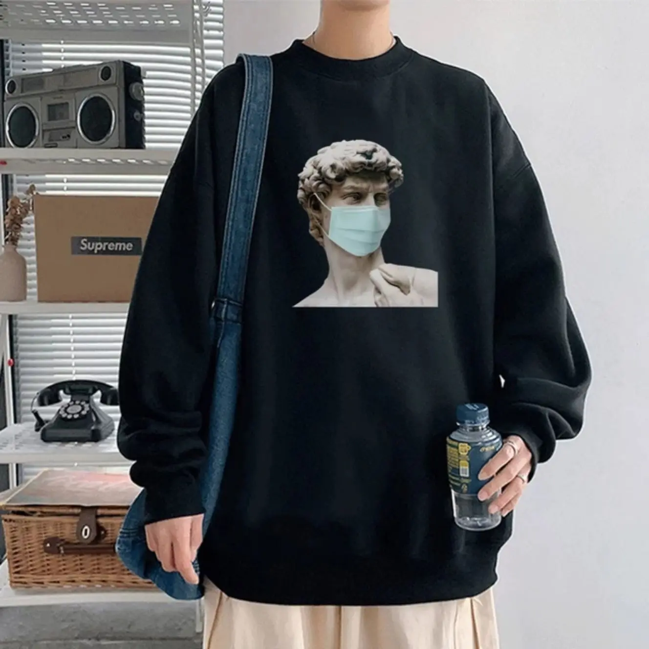 

Толстовка мужская с принтом статуй, уличный спортивный костюм в стиле Харадзюку, свитшоты с узором, Повседневная теплая уличная одежда, бол...