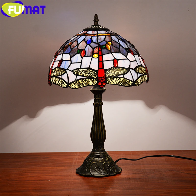 Фумат Тиффани настольные лампы стрекозы серии цветное Стекло оттенок литая Lotus