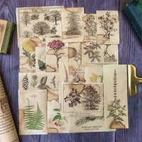 17pcs retro flower plant illustration material tn coffee dyed paper junk journal diy scrapbooking decoration stationery stickers