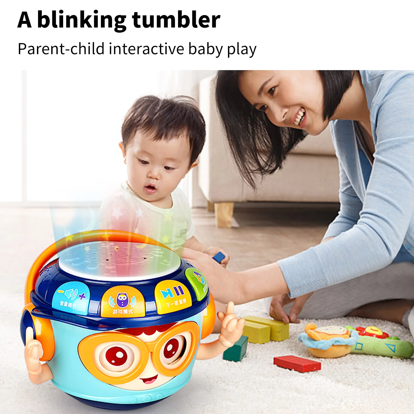 

Children LED Music Hand Drum Baby Rattles Bed Bell Tumbler Toy Beat Early Educational Toys Infant Learning Developmental Toys