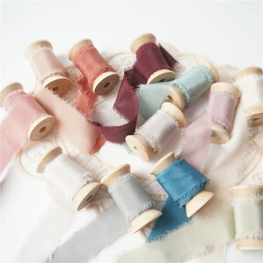 3 рулона один комплект 100% чистый шелк потертая окантованная лента на леске