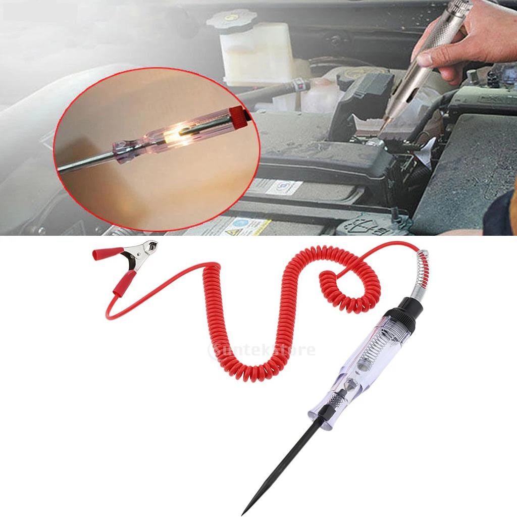 

Heavy Duty 6-24V Circuit Tester with Extended Spring Cord ,Car Truck Voltage & Light Test with Stainless Probe