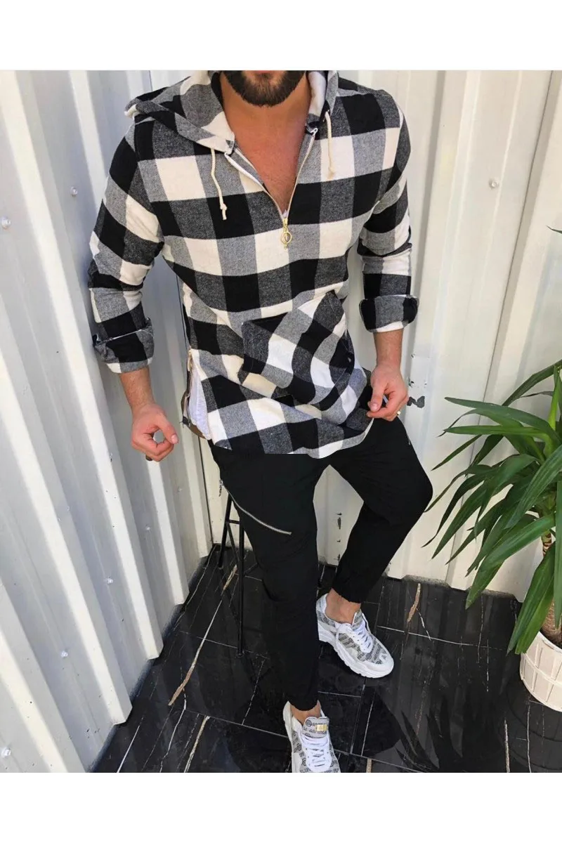 Повседневная одежда Novo outono marca de moda roupas masculinas ajuste fino dos homens camisa manga comprida xadrez