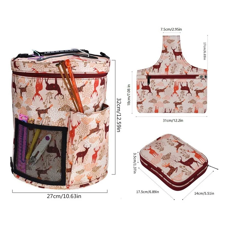 Jual 2021 3 Buah Tas Benang Kosong Set Tas Rajut Benang Kapasitas Besar Tas Penyimpanan Bundar Organizer Benang Travel Rajut Bekerja