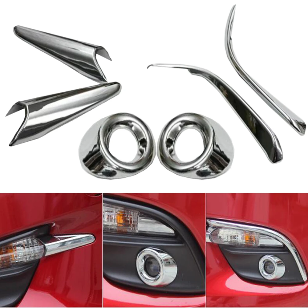 

For Mazda 3 M3 Axela 2017 2018 Chrome Front Fog Light Lamp Cover Trim Foglight Garnish Strip Bumper Eyebrow Eyelid Molding