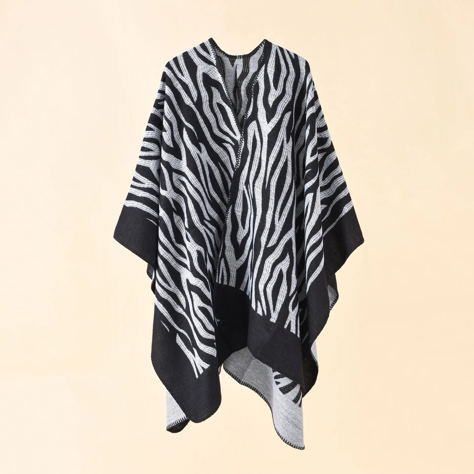 

JTVOVO 2021 New Winter Thick Imitation Cashmere Women's Luxury Shawl Hot Zebra Pattern Warm Poncho Femme Pashmina Scarf Scarver
