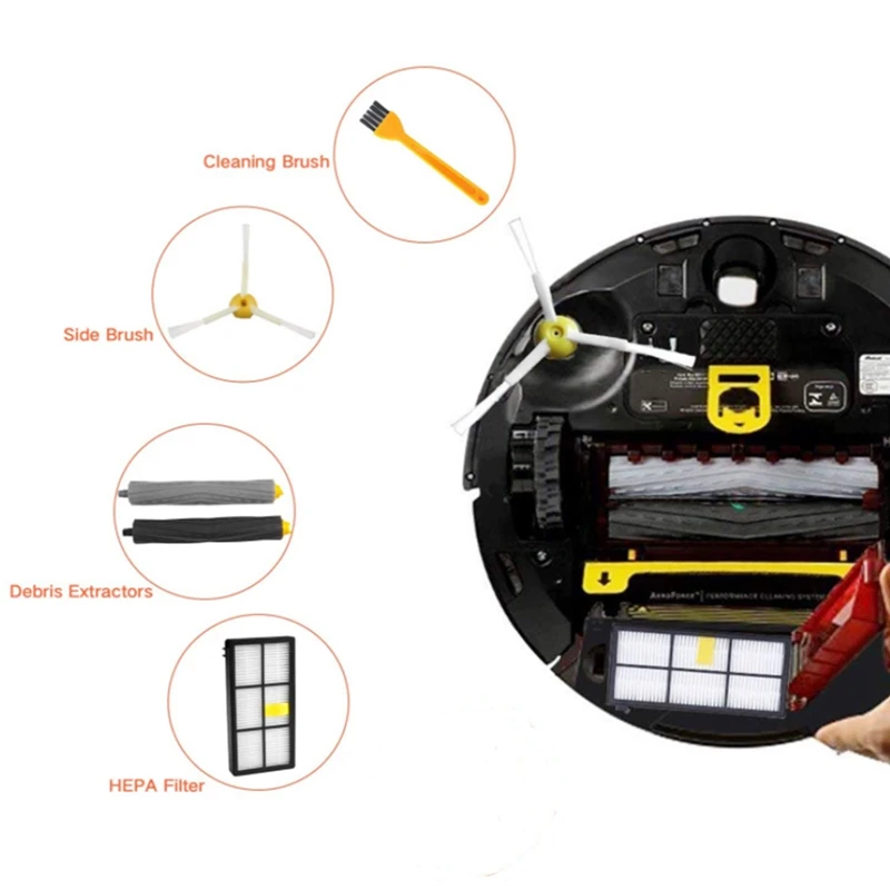 

Brush HEPA Filters Spare Parts Suitable for IRobot Roomba 805 860 861 865 866 885 960 Series Replacement Kit