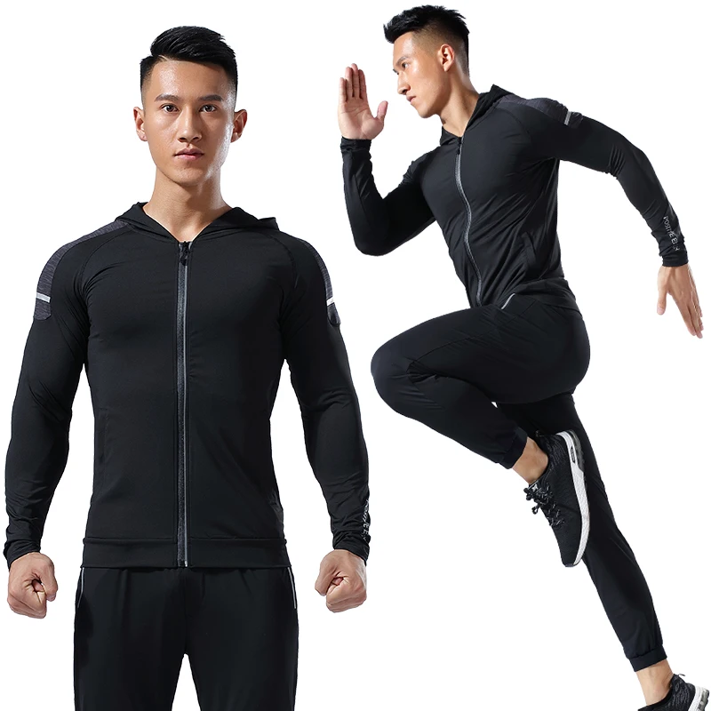 

Mens Running Jacketing Gym Sport Zipper Cardigan Coat Outdoor Training Basketball football Long Sleeve Thin Fitness Man Hoodies
