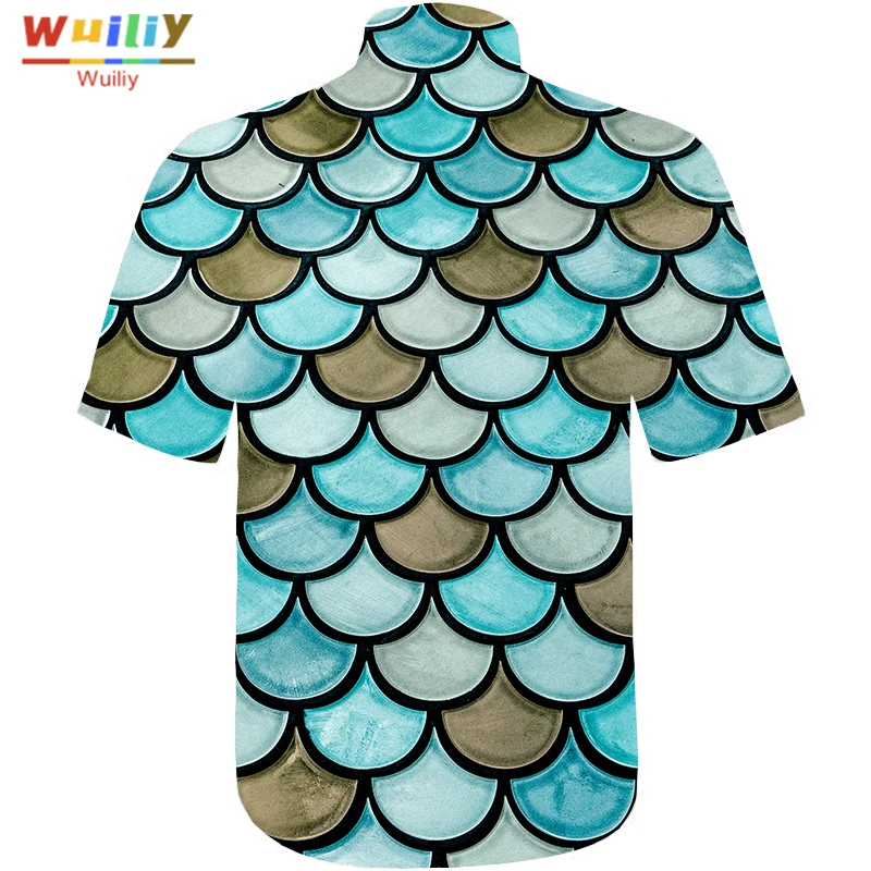 

Men's Graphic Wall Button Down Shirts Novelty Beach 3D Pattern Summer Hawaiian Tops Fashion Shirt