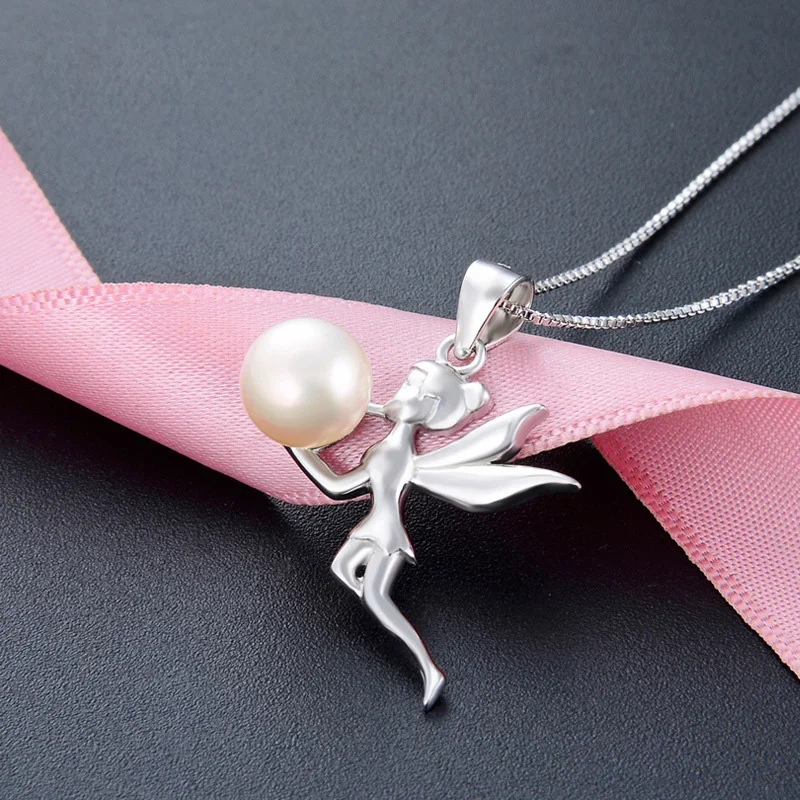 Серебро 925 браслет жемчужный кулон серебро Циркон Крыло ангела женское ожерелье