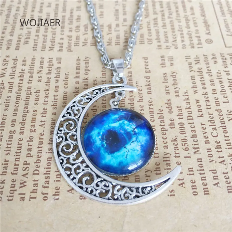 

WOJIAER Vintage Starry Sky Moon Mixed Stone Time Turner Pendants for Necklace Charms Jewelry ZM1356