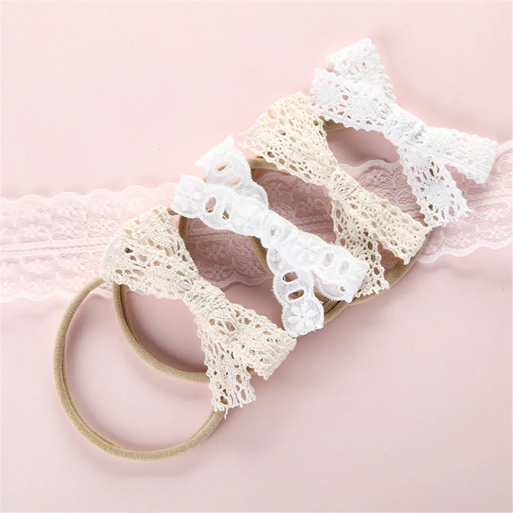 6 шт./упак. кружевная отделка ручной работы резинки для волос мягкая нейлоновая