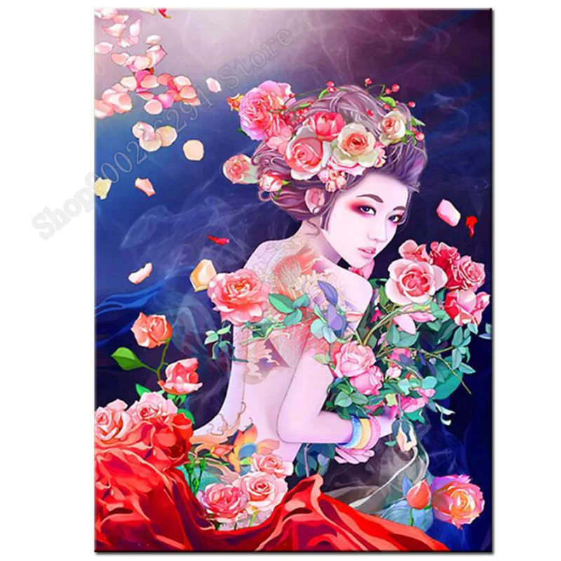 Привлекательная картина из страз с татуировками в виде Розы 3d вышивка стразами