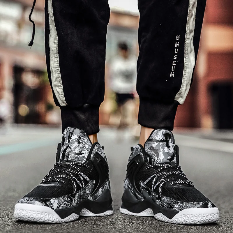 

2021 New Spring Men's Basketball Shoes Popular Lace-Up Light Rubber Damping Shoes Hard-Wearing Low Top Sports Shoes