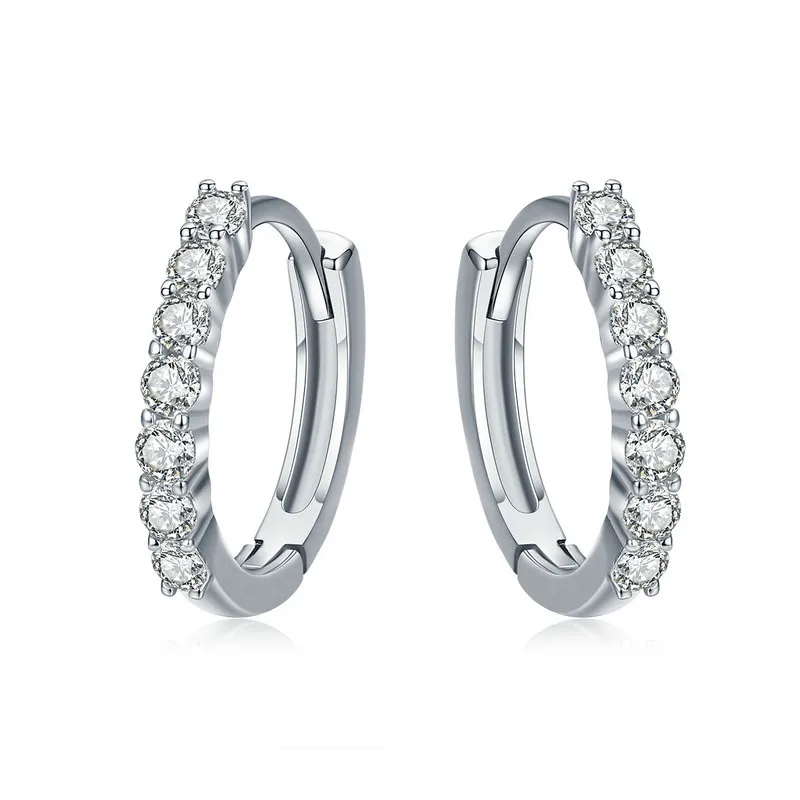 Простые серьги BISAER,, 925 пробы, серебряные, круглые, кубический циркон, серьги-гвоздики для женщин, изысканное ювелирное изделие, ECE498-C - Цвет камня: ECE351-1H